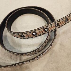 Womens‎ Ivory Orange Blue Silver Buckle Adjustable Waist Belt Size 14